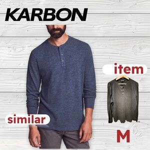 *👍 *GUC* KARBON | M | Blue Henley long sleeves shirt waffle like ❗️read